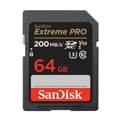Abbildung von SanDisk Extreme PRO SDXC UHS I Speicherkarte 64 GB (V30, Übertragungsgeschwindigkeit 200 MB/s, U3, 4K UHD Videos, QuickFlow Technologie, temperaturbeständig)