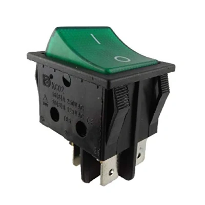 Abbildung von Einbau Wippschalter, 2 polig (4pin) 16A 250 28.5 * 21.9mm Grün Beleuchtet (1)