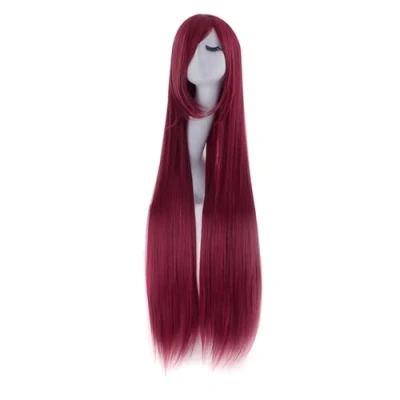 Abbildung von MapofBeauty 40 Zoll/100cm Lange Gerade Cosplay Kostüm Perücke (Dunkel Rot)