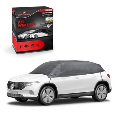 Abbildung von WALSER Abdeckplane Auto All Weather Basic, wasserdicht, 100% wetterfeste Abdeckplane, Autoabdeckung Outdoor, Autoplane Halbgarage Größe XL grau
