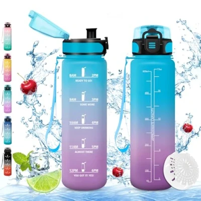 Abbildung von Vikaster Sport trinkflasche, 500ml BPA frei Trinkflasche Fahrrad, Auslaufsicher, Kohlensäure Geeignet, für Fitness, Schule, Kinder, Outdoor