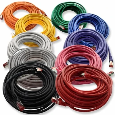 Abbildung von CAT6 Netzwerk Kabel 10x 1m Schirmung SFTP CAT.6 RJ45 Patch Ethernet DSL LAN Router Switch Modem Patchfeld 10 Farben