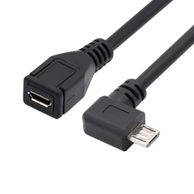 Abbildung von CY Verlängerungskabel, 90 Grad abgewinkelt, Micro USB 2.0, Stecker auf Buchse, 0,5 m