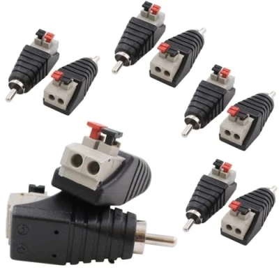 Abbildung von Comforty 8 Stk RCA Cinch zu Lautsprecher Kabeladapter Subwoofer Phono Stecker AV 2 Schraubklemme Video Audio Federpresse Typ Balun für CCTV