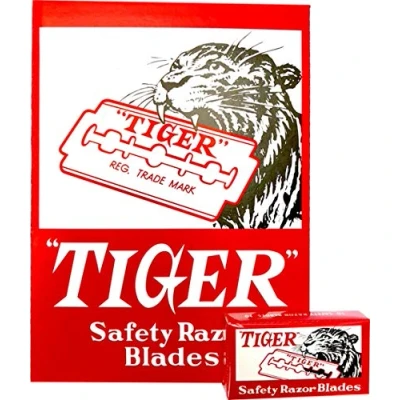 Abbildung von Czech Blades 100 Tiger Rasierklingen für Sicherheitsrasierer, Karbonstahlklingen, Stück