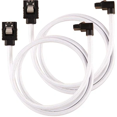 Abbildung von Corsair Premium Sleeved SATA 3 Kabel gewinkelt / gerade (6Gbps, 60 cm 90) Weiß