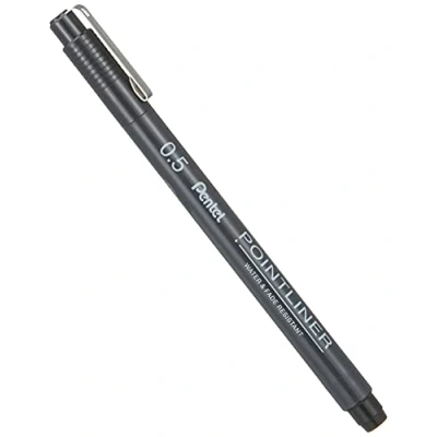 Abbildung von Pentel Pointliner S20P 5A, Fineliner, schwarz, wasserfest und lichtecht, 0,5 mm, 1 Stück (1er Pack)