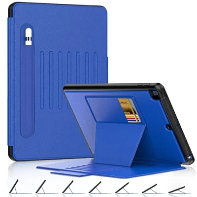 Abbildung von DAORANGE Hülle für iPad 9. / 8. 7. Generation (iPad 10,2 Zoll 2021/2020/2019), Magnetic PU Leder Cover mit Stifthalter, 7 Winkel Ständer, Auto Schlaf/Wachfunktion (Blau)