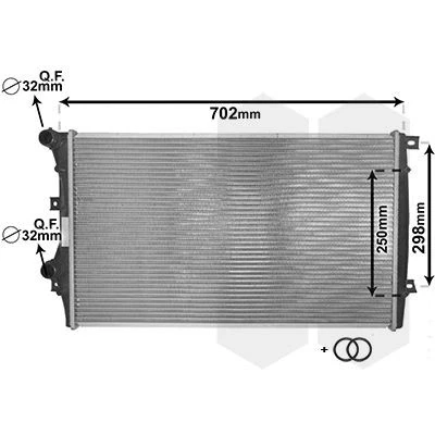 Abbildung von VAN WEZEL *** IR PLUS 58002206 Kühler, Motorkühlung Aluminium 650 415 29 mit Zubehör Kühlrippen gelötet VOLKSWAGEN: Caddy 3, Golf 5, Touran I