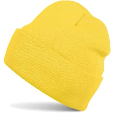 Abbildung von styleBREAKER Unisex Beanie Strickmütze Einfarbig, Feinstrick Mütze doppelt gestrickt, warme Winter Strickbeanie 04024029, Farbe:Gelb