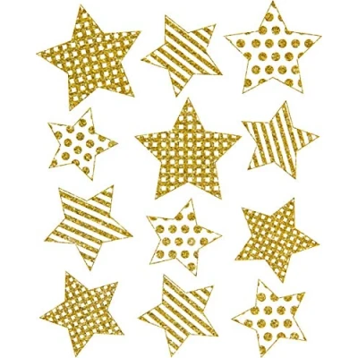 Abbildung von AVERY Zweckform 12 Fensterbilder Weihnachten Sterne gold (Made in Germany, selbstklebende Fenstersticker, Weihnachtsdeko Fenster, Fensterfolie ablösbar, beglimmert) 1 Bogen/12 Fensteraufkleber, 52951