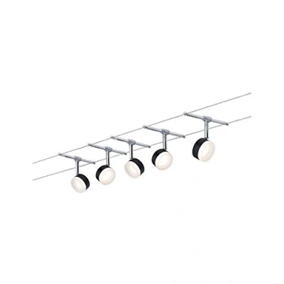 Abbildung von Paulmann 94457 LED Seilsytem Set ClearLED DC incl. 5x4 Watt erweiterbar Schwarz, Chrom Drahtseil Kunststoff 2700 K