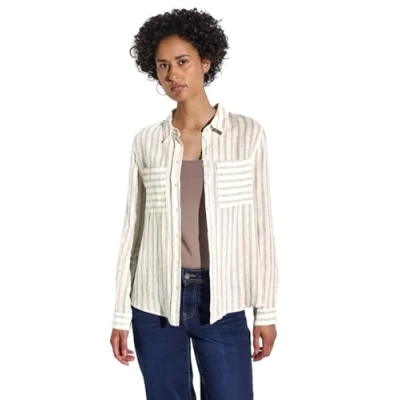 Abbildung von STREET ONE Damen A345406 Gestreifte Hemdbluse, Dark Moonstone Sand, 36
