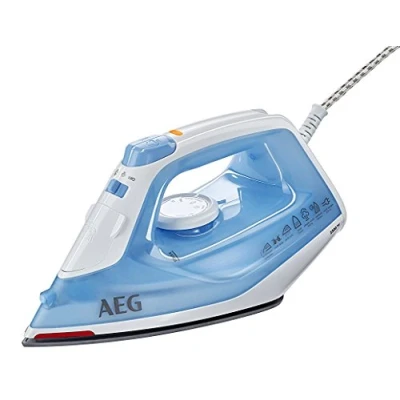 Abbildung von AEG DB 1730 Dampfbügeleisen / 2300 Watt 100g Dampfstoß 0 26g Dampf/Min. Restwärmeanzeige Keramik Bügelsohle Gleitfähigkeit 250 ml Wassertank 2 m Kabel Anti Kalk System blau/weiß