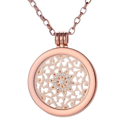 Abbildung von Morella Damen Halskette Rosegold 70 cm Edelstahl mit Amulett und Coin 33 mm Sonnenornament in Schmuckbeutel