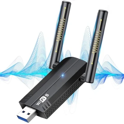 Abbildung von KiWiBiRD USB 3.0 WLAN Stick 1300Mbps Dual Band 5G Hz 2.4G WiFi Ohne Vertrag Internet Dongle Adapter mit 5dBi Antenne Empfänger Kompatibel Computer Desktop PC Laptop Windows11/10/8.1/7/Vista/XP