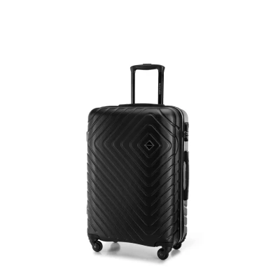 Abbildung von WITTCHEN Cube line Mittelgroßer Koffer ABS Mit Geometrischer Prägung 4 Lenkrollen Teleskopgriff Kombinationsschloss Reisekoffer Trolley Größe M Schwarz