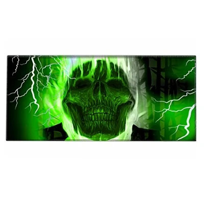 Abbildung von Silent Monsters Mauspad XXL 900 x 400 mm großes Mousepad Totenkopf grün Vernähter Rand rutschfest für Gaming Büro Office Homeoffice Tastatur 90 40 cm groß Mouse Pad Mat alle Maus Arten