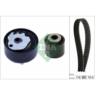 Abbildung von INA 530 0852 10 Zahnriemensatz 118 PEUGEOT: 208 I Hatchback, 308 SW 2, 3008 I, CITROËN: C3 II, DS3 C4 II Cactus