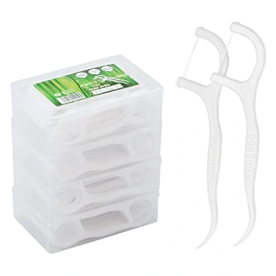 Abbildung von Zahnseide Dental Floss 200 Stück Stick mit Zahnstocher Halter, Zahn Draht Zahnpflege Interdental Flossers Y Form Design, Disposable Zahnseidensticks Zahnreiniger Sticks