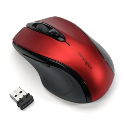 Abbildung von Kensington ProFit Kabellose Maus, Mittlelgroß, Optische 5 Tasten Funkmaus mit ergonomischer Form für Rechtshänder und Plug &amp; Play Betrieb Kompatibel Windows MacOS, Rot, K72422WW