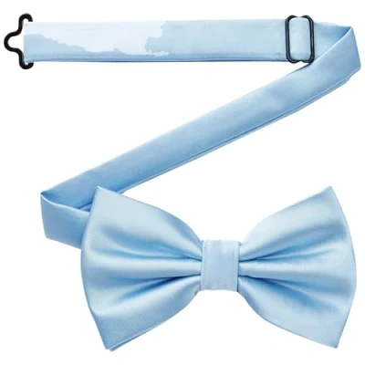 Abbildung von DonDon Fliege Herren handgefertigt Seiden Look 12 x 6 cm Hellblau