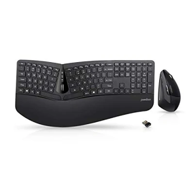 Abbildung von Perixx Periduo 605, Wireless Ergonomic Split Keyboard and Vertical Mouse Combo, Adjustable Palm Rest Membrane Low Profile Keys, US English Layout