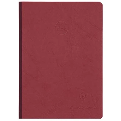 Abbildung von Clairefontaine 795432C Notizbuch, genäht, Rückseite aus Leinen, Rot, A5, 14,8 x 21 cm, 192 Seiten, DOT, helles Papier, Weiß, 90 g, glänzend, Ledermaserung Kollektion Age Bag