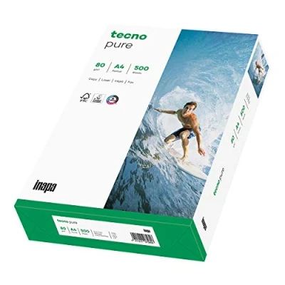 Abbildung von inapa Recycling Papier premium, Druckerpapier tecno Pure: 80 g/m², A4, 500 Blatt, hochweiß