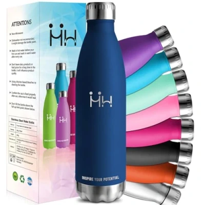 Abbildung von HoneyHolly Edelstahl Trinkflasche, 1L Thermosflasche, BPA Frei, Trinkflasche Sport, Auslaufsicher Wasserflasche, Kohlensäure Geeignet, Thermoskanne für Fitness, Gym, Fahrrad