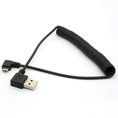 Abbildung von Abgewinkeltes USB Verlängerungsspiralkabel, auf Micro USB, 90 Grad A Mikro B Stecker Product Name