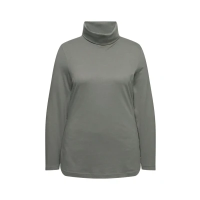 Abbildung von Ulla Popken SLIM FIT Langarmshirt, Damen, Größe: 42/44, Gray green