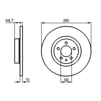 Abbildung von BOSCH 0 986 478 668 Bremsscheibe 281 15 5 98 voll geölt mit Schrauben ALFA ROMEO: 156 Sportwagon, Saloon