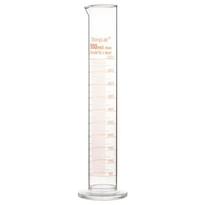 Abbildung von stonylab 1er Pack Messzylinder, Borosilikatglas 500 ml Glass Cylinder Schwere Mauer Graduiertes Glas Messzylinder