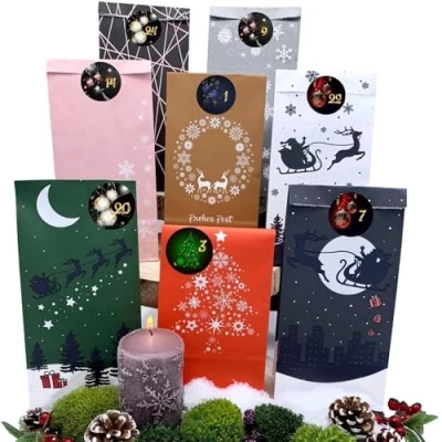 Abbildung von endlosschenken Adventskalender zum Befüllen Weihnachtskalender selber Basteln mit großen Tüten Kraftpapier