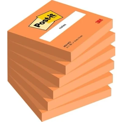 Abbildung von Post it Notes, Orange, 6 Blöcke, 76 mm x mm, 100 Blatt pro Block Selbstklebende Notizzettel zum Notieren, für To Do Listen und als Erinnerung