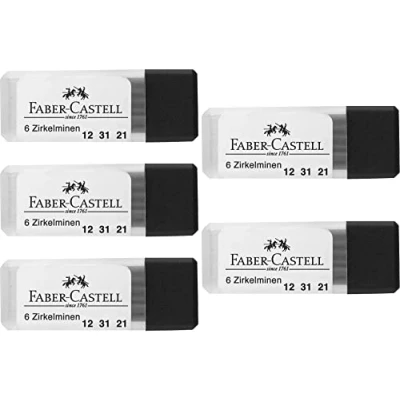Abbildung von FABER CASTELL 205019 Zirkelminendose, Härtegrad H, Ersatzminen, 5 Dosen mit je 6 Minen