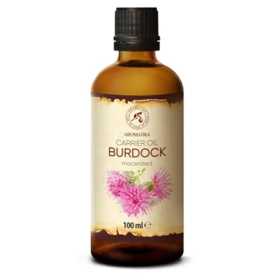 Abbildung von Klettenwurzel Öl 100ml Rein Klettenwurzelöl Arctium Lappa Wurzel Klettenöl Bestes Kuröl und Haaröl für Haarpflege Glasflasche Burdock Oil