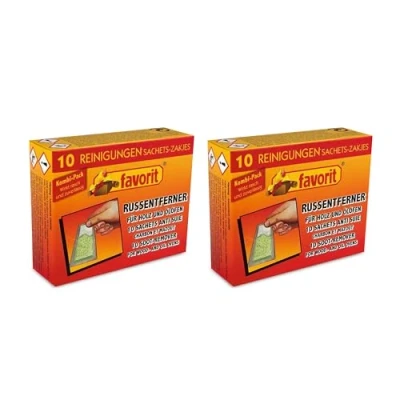 Abbildung von favorit Russentferner 2er Set, 20 Stück Ofenreiniger Sachets, Effektive Reinigung für Haushalt &amp; Werkstatt, geeignet Holz , Kamin Ölöfen, zuverlässiges Entfernen schnelle Wirkung