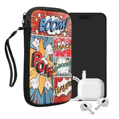 Abbildung von kwmobile Handytasche für Smartphones XL 6,7/6,8&quot; Neopren Handy Tasche Hülle Cover Case Schutzhülle Comic Symbole Mehrfarbig 17,2 x 8,4 cm Innenmaße