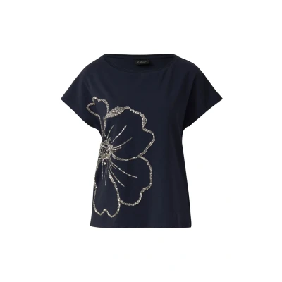 Abbildung von s.Oliver Black Label MIT Paillettenapplikation Tshirt print, Damen, Größe: 32, Navy