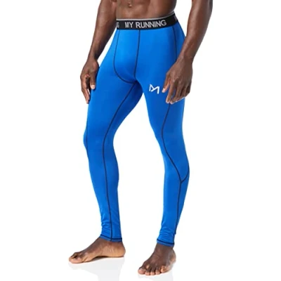 Abbildung von MEETYOO Herren Kompressionshose Sport Leggings, Blau 2, XXL EU