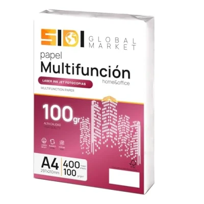 Abbildung von A4 Papier, 100 g, Druckerpapier A4, Packung für Schule, Arbeit oder Privatgebrauch, Blätter Kopierer und Mehrzweck, DIN Papier extra weiß SIDI (400 h, g)