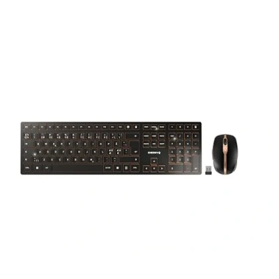 Abbildung von CHERRY DW 9100 SLIM, Kabelloses Tastatur und Maus Set, Pan Nordisches Layout (QWERTY), Bluetooth &amp; 2,4 GHz Funk, Leise Tasten, Wiederaufladbar, Schwarz Bronze