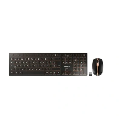 Abbildung von CHERRY DW 9100 SLIM, Kabelloses Tastatur und Maus Set, Spanisches Layout (QWERTY), Bluetooth &amp; 2,4 GHz Funk, Leise Tasten, Wiederaufladbar, Schwarz Bronze