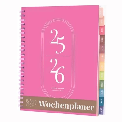 Abbildung von Rileys &amp; Co Kalender 2024 2025 A5 Schülerkalender Schulplaner Studienplaner Semesterplaner Perfekt für Schüler, Studenten, Berufstätige Rosa (20 x 15 cm) auf Deutsch