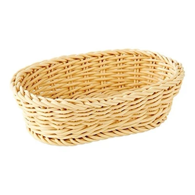 Abbildung von APS 50624 Korb, oval „Profi Line“ Körbchen, Flechtkorb aus Polypropylen Abmessungen: 19 x 12 cm / Höhe: 6 Farbe: Beige