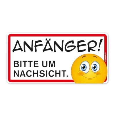 Abbildung von younikat Fahranfänger Geschenk zum Führerschein I Magnet 20 x 10 cm Anfänger! Bitte um Nachsicht Motiv Smiley wetterfest magnetisch kfz_360
