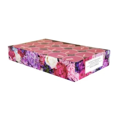 Abbildung von pajoma® Teelichte 30 Stück, Roses &amp; Berries Duft in Aluminiumhülle, Brenndauer ca. 4 Stunden Höhe 1,5 cm ø 3,5 Premium Qualität Deko, Gastronomie, Outdoor, Windgläser, Hochzeit