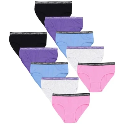 Abbildung von TupTam Unterhosen Mädchen 10er Pack Größe 92 170 Bequeme Unterwäsche für aus Baumwolle, Farbe: Slips/Rosa Lila Blau Schwarz Grau, Größe: 116 122